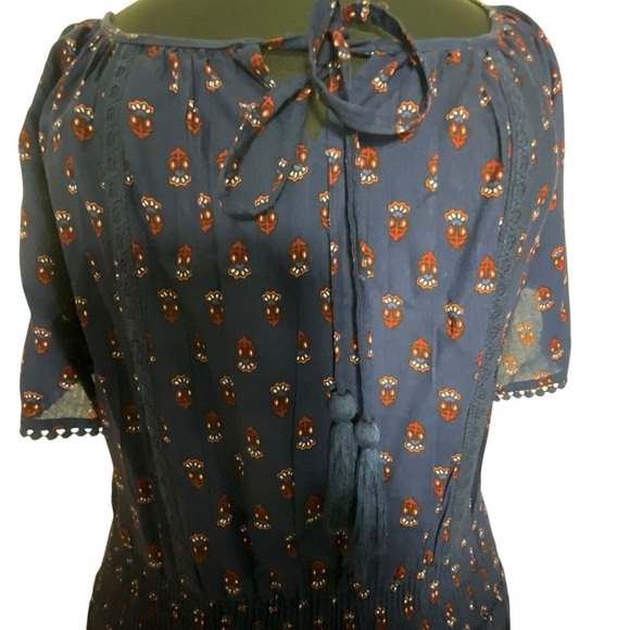 J Gee Free People inspired Blue Paisley Print Boho Dress - Picture 8 of 15